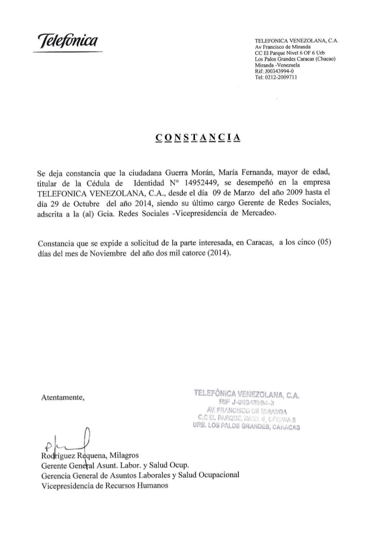 carta de referencia personal en venezuela