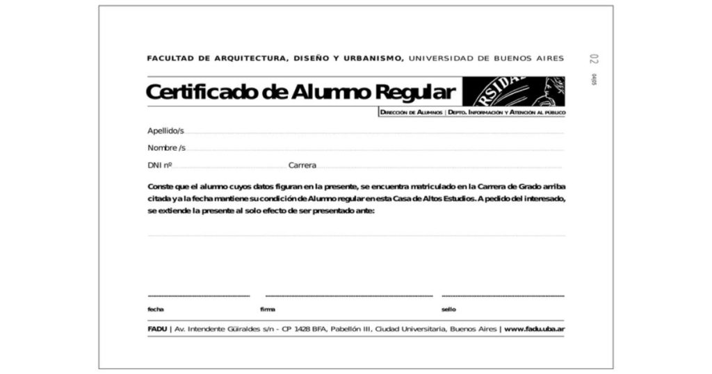 Certificado de Alumno Regular